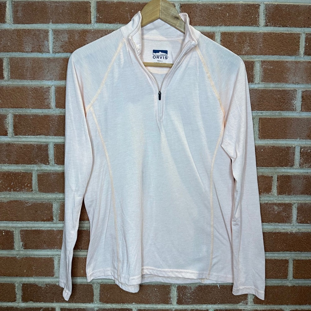 Orvis Womens Pullover Top Small Pink 1/4 Zip Long Sleeve Performance‎ Blend